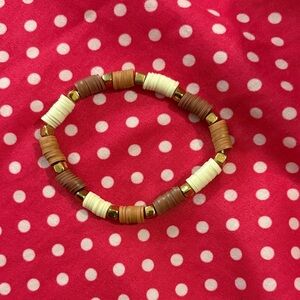 Brown and White Beaded Bracelet